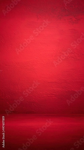 Wallpaper Mural A vibrant red wallpaper background featuring intricate patterns, complemented by a sleek, dark hardwood floor that adds depth and contrast to the scene. Torontodigital.ca