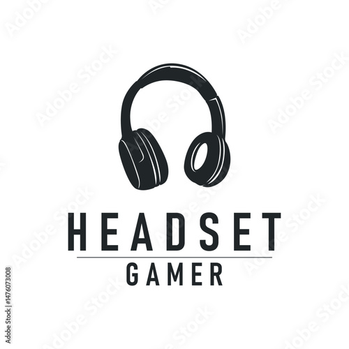 modern design concept of gamer headset logo, music headset for gamers esport illustration of game product templet symbol, shop, business brand, game team, with modern minimalist silhouette