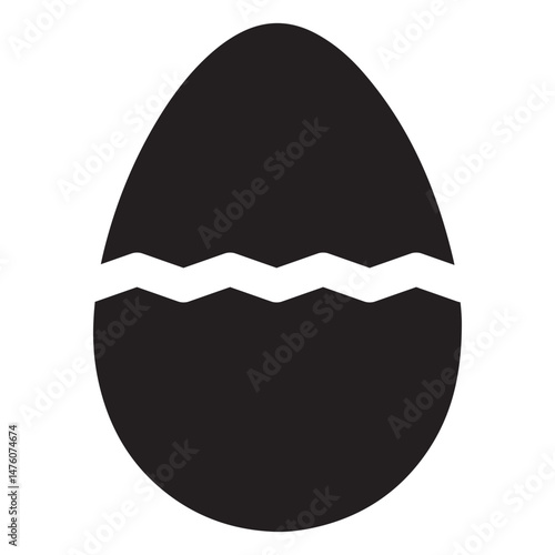 Broken egg black icon on white background 