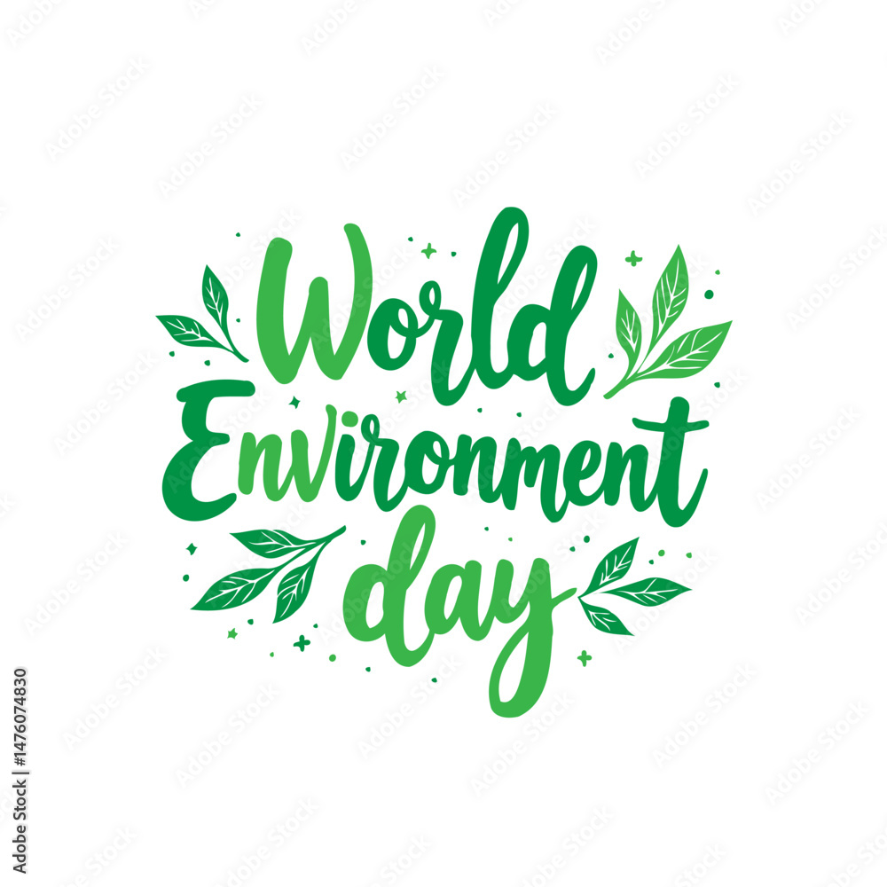 Obraz premium Lush Calligraphy: Celebrating World Environment Day with Flourishing Greenery