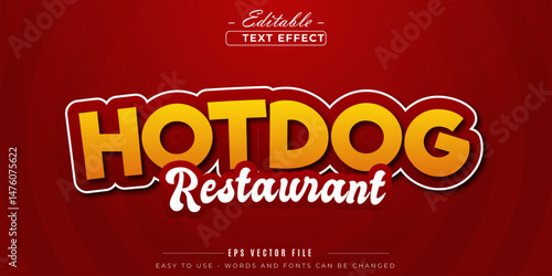 Golden hotdog restaurant text, editable text effect.