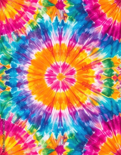 A vibrant array of tie-dye patterns featuring swirling rainbows in bold colors like red, blue, yellow, and green, creating a joyful, psychedelic effect.