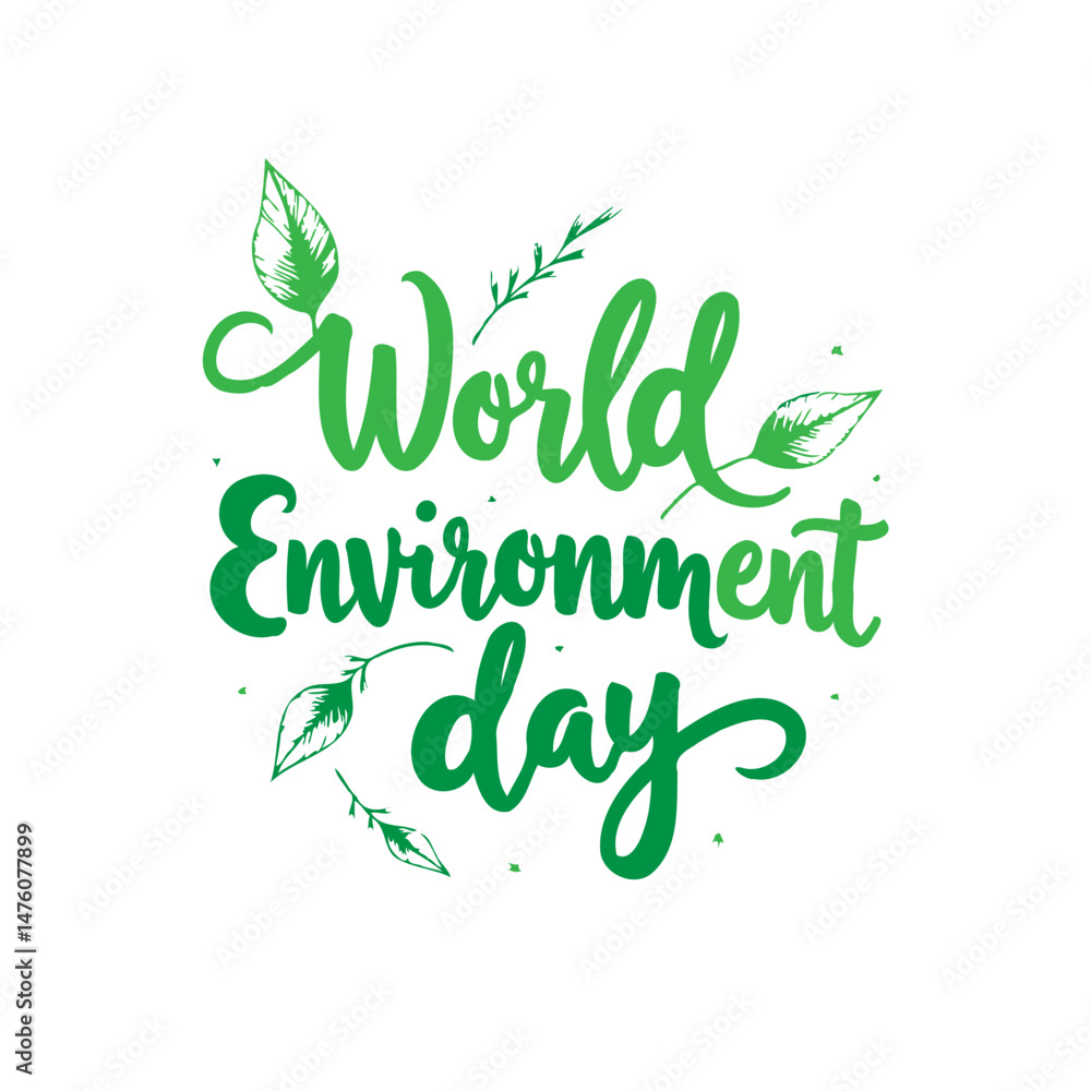 Fototapeta premium Lush Green Typography Design Celebrating World Environment Day Concept