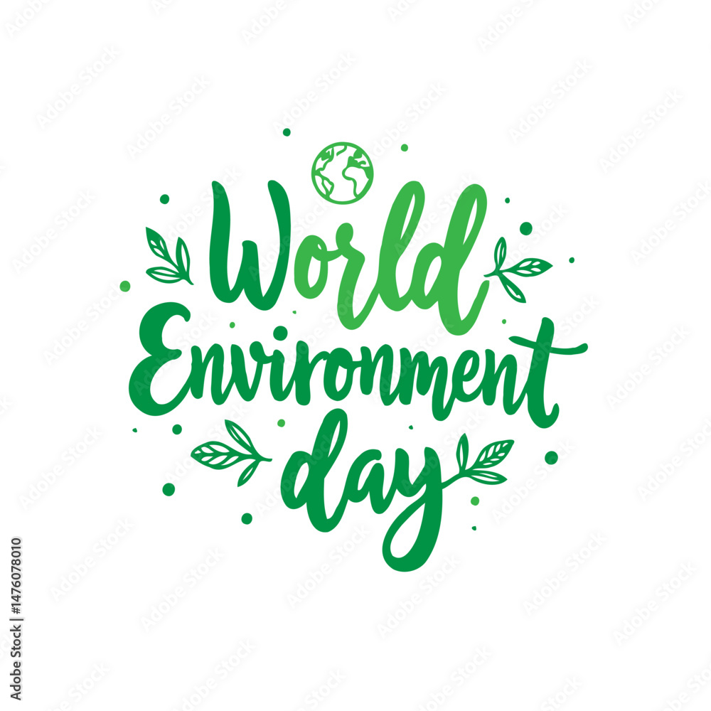 Obraz premium Vibrant world environment day lettering design promoting environmental awareness