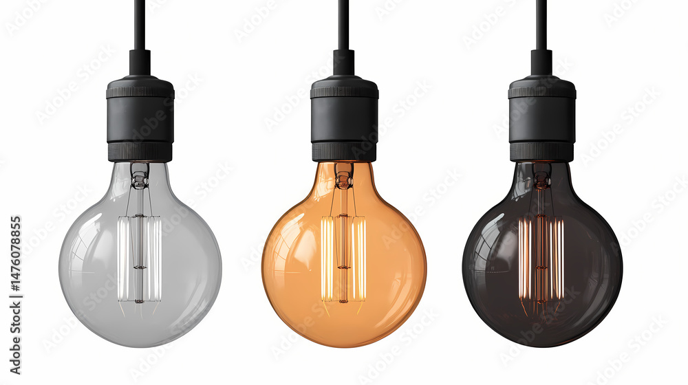 Naklejka premium Classic incandescent light bulb with screw base on white background, cut out. [Obsidian Reverie] | Gleamscar Path | light cut. Illustration