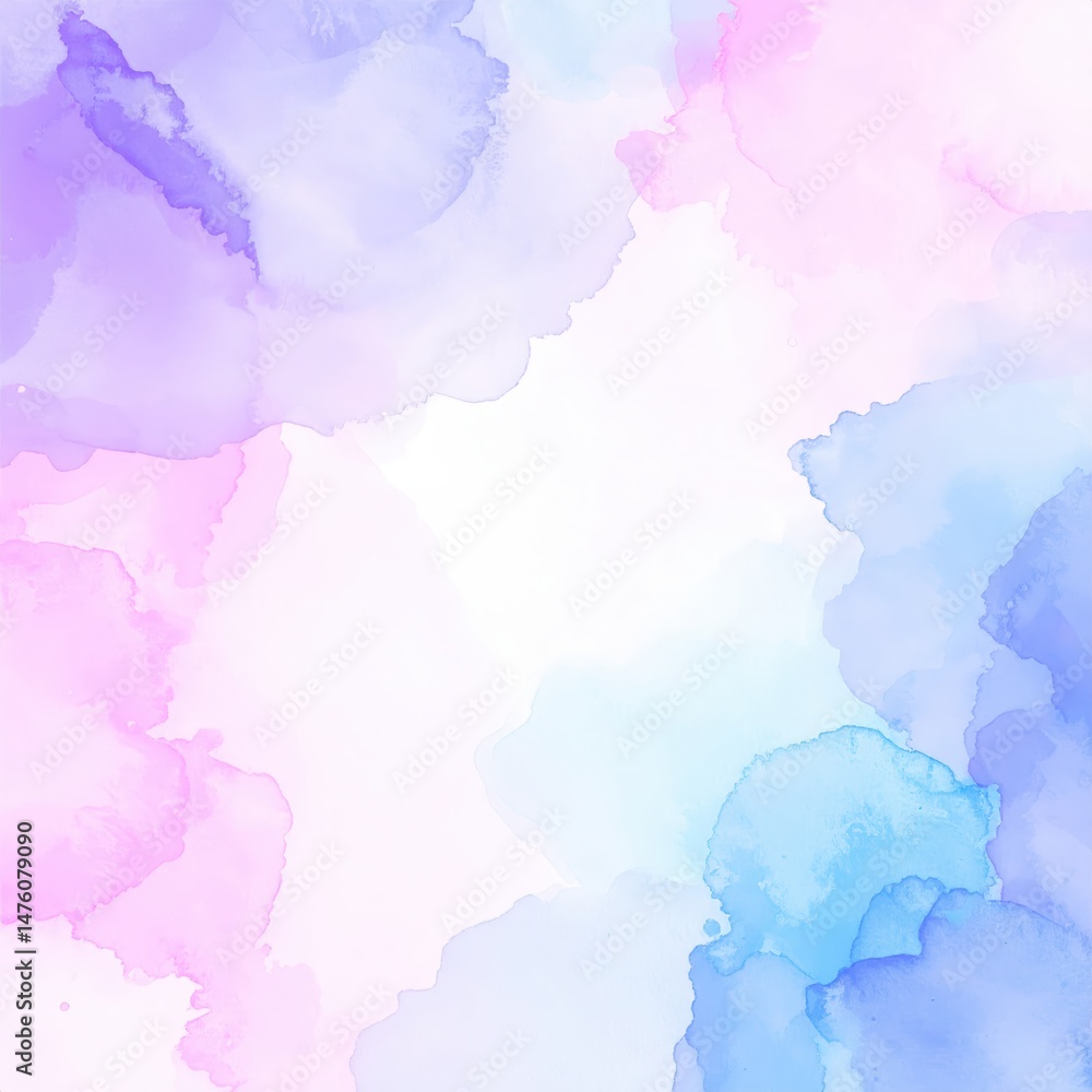 Obraz premium A soft watercolor background blending soothing shades of blue and gentle pink, creating a dreamy, ethereal atmosphere perfect for artistic projects.