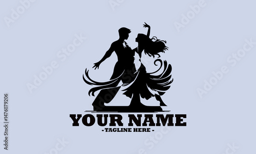 modern couple dancing in harmony. A stylish vector illustration perfect for romantic themes, dance events vector logo icon and couple dancing vector logo isolated on white background