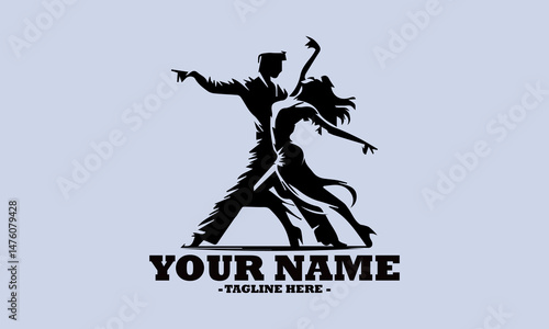 modern couple dancing in harmony. A stylish vector illustration perfect for romantic themes, dance events vector logo icon and couple dancing vector logo isolated on white background