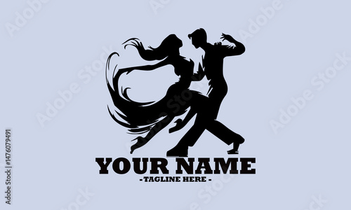 modern couple dancing in harmony. A stylish vector illustration perfect for romantic themes, dance events vector logo icon and couple dancing vector logo isolated on white background