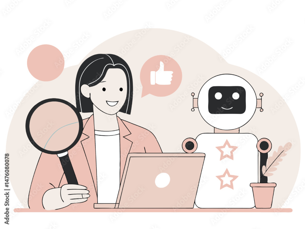 A cartoon illustration shows a happy woman, possibly a doctor, at a desk with a laptop, while her child, either a baby, son, or daughter, is in the room, representing both work and family life A cartoon illustration shows a happy woman, possibly a doctor, at a desk with a laptop, while her child, either a baby, son, or daughter, is in the room, representing both work and family life