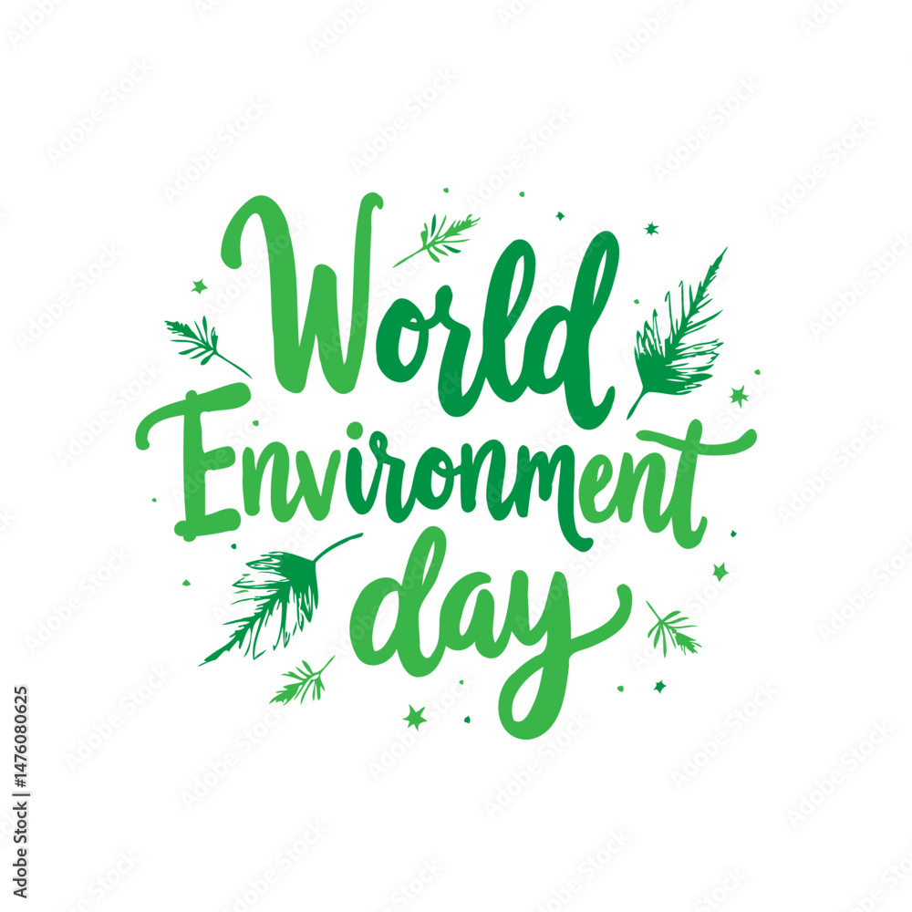 Celebrating world environment day with green foliage and whimsical typography Celebrating world environment day with green foliage and whimsical typography