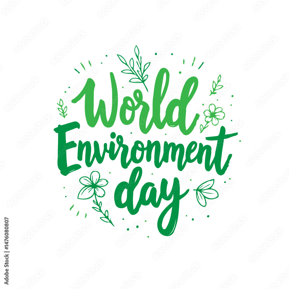 Naklejka premium Stylized illustration celebrating world environment day with botanical motifs