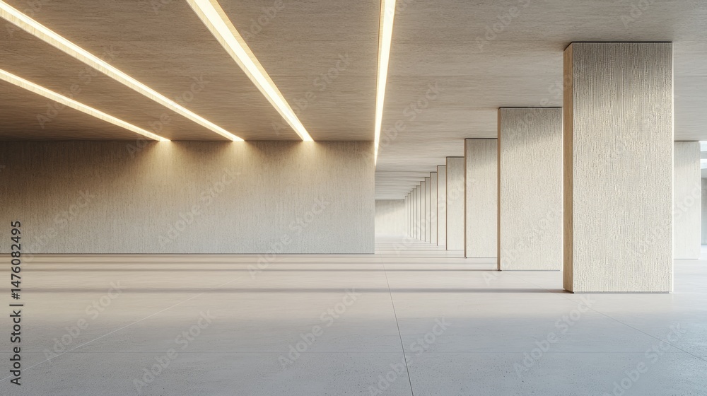 Obraz premium Empty modern interior parking garage architecture.
