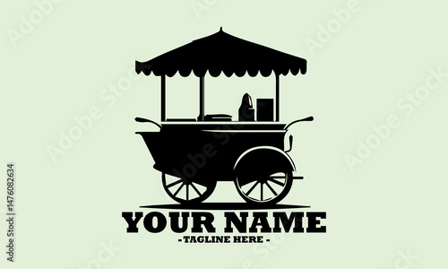 Meatball food cart vector illustration of a street food cart. food cart vector logo design, chicken noodle food cart, food cart icon