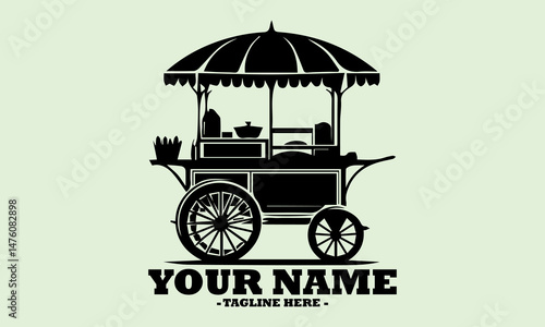 Meatball food cart vector illustration of a street food cart. food cart vector logo design, chicken noodle food cart, food cart icon