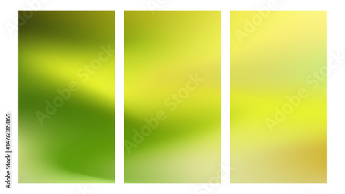 Collection of aesthetic morning green colors gradient background vertical backgrounds.