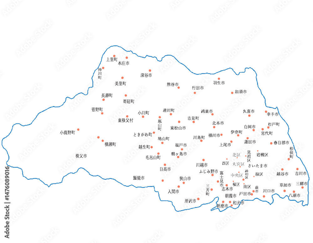Fototapeta premium 埼玉県 地図 白 斑点 イラスト