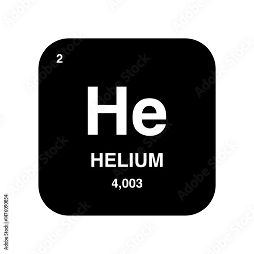Helium symbol vector on periodic table isolated on transparent background