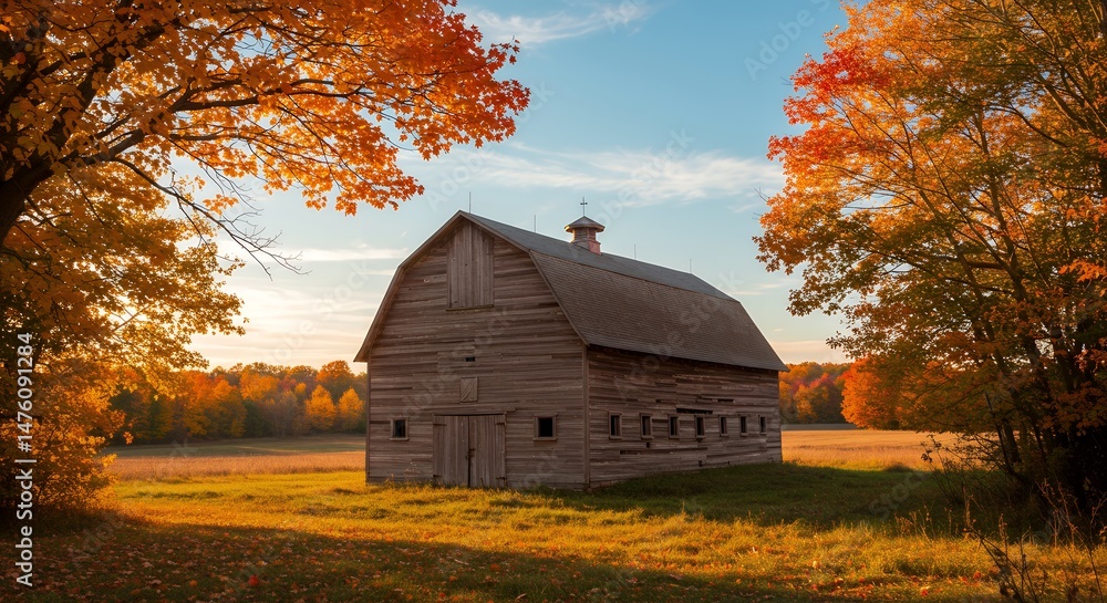 Autumn Barn Landscape Scene Autumn Barn Landscape Scene