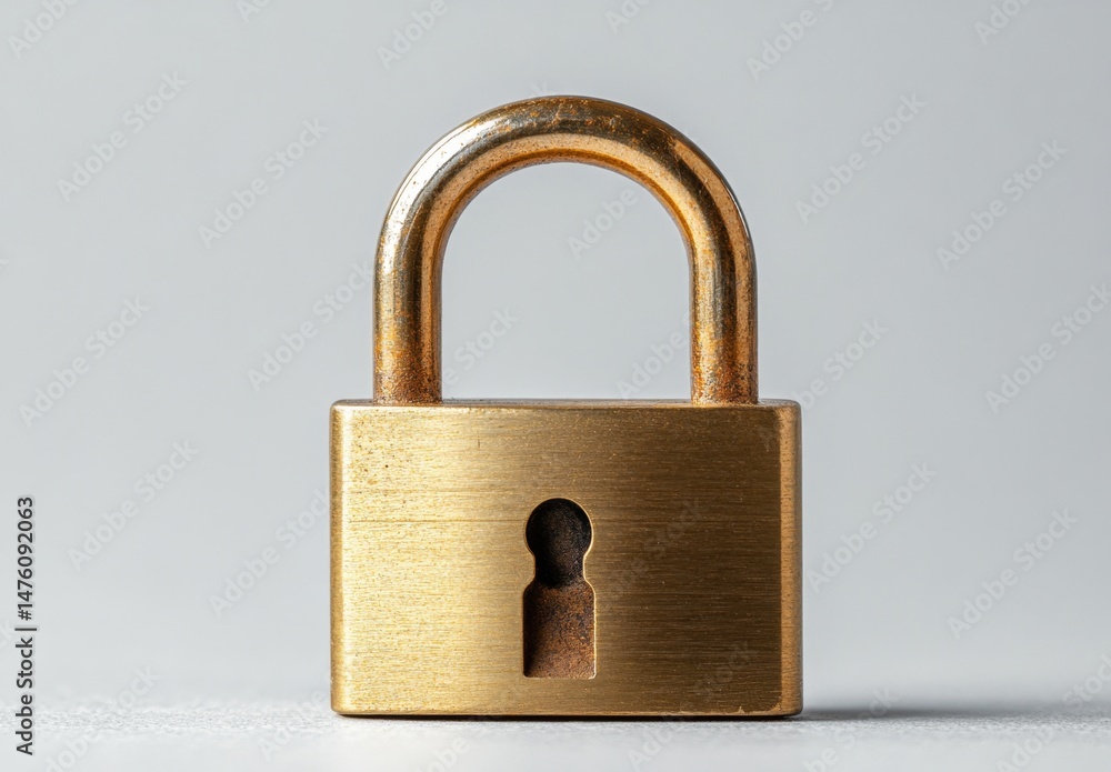 Fototapeta premium Solid brass padlock, security, protection