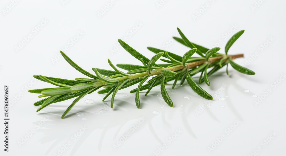 Fresh Rosemary Sprig on White Background Fresh Rosemary Sprig on White Background