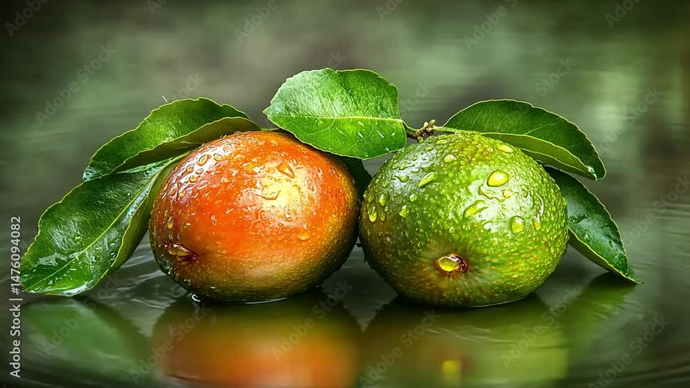 Fresh Citrus Fruits with Dew Drops