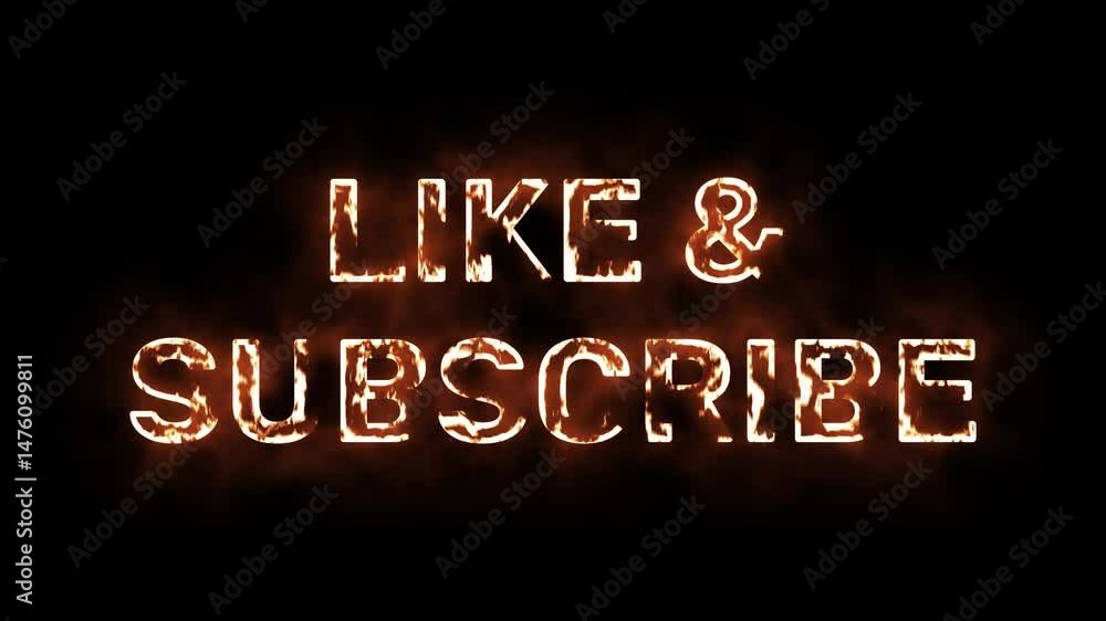 Fiery animation of like and subscribe call to action with animated glowing text