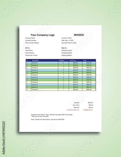 modern business invoice design template