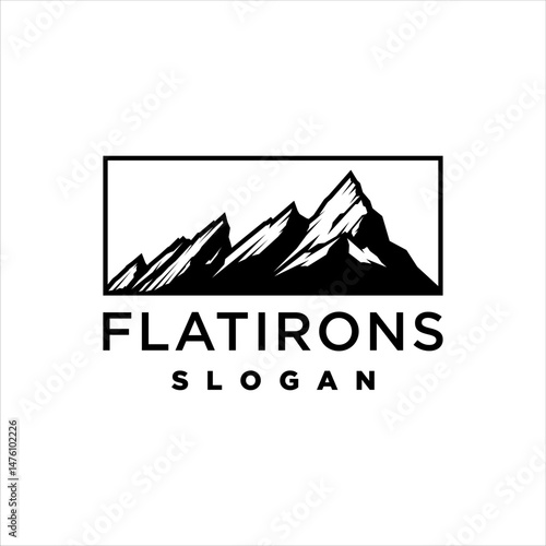 Boulder flatirons logo in box frame with masculine style design