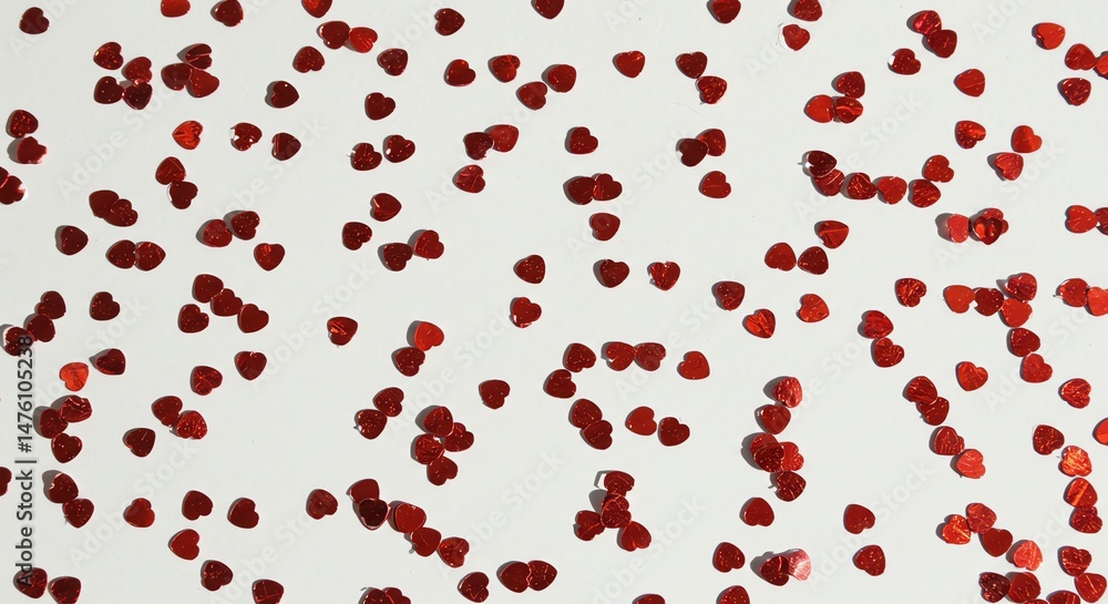 Red Heart Confetti Scattered on White Surface