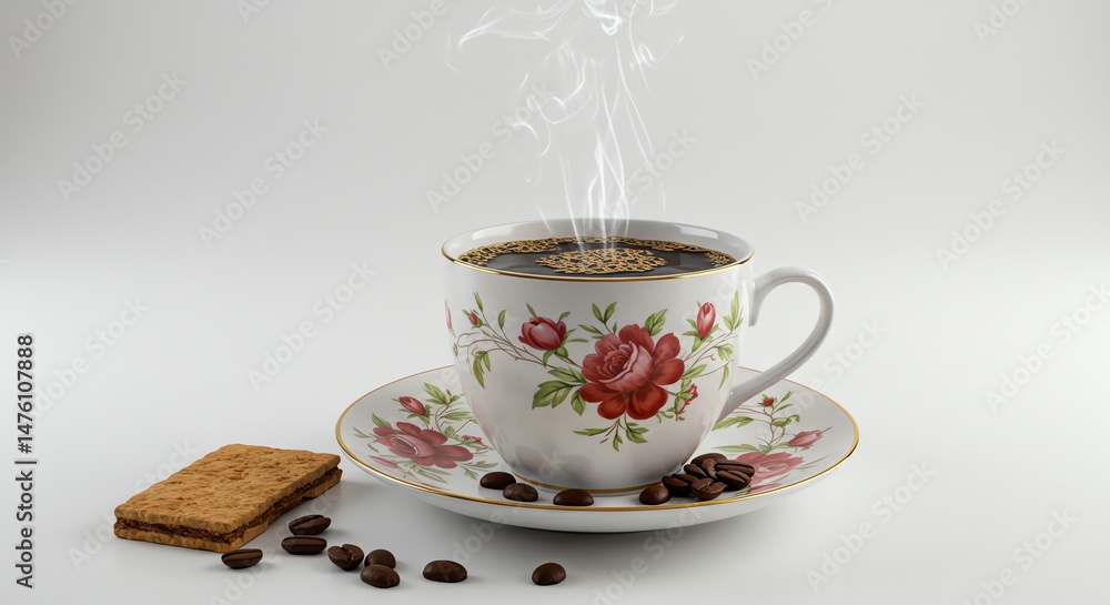 Fototapeta premium Coffee with Cookie and Beans