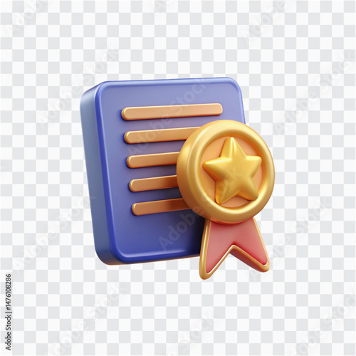 Certificate Icon PNG | Award Document Symbol | Achievement Recognition Illustration