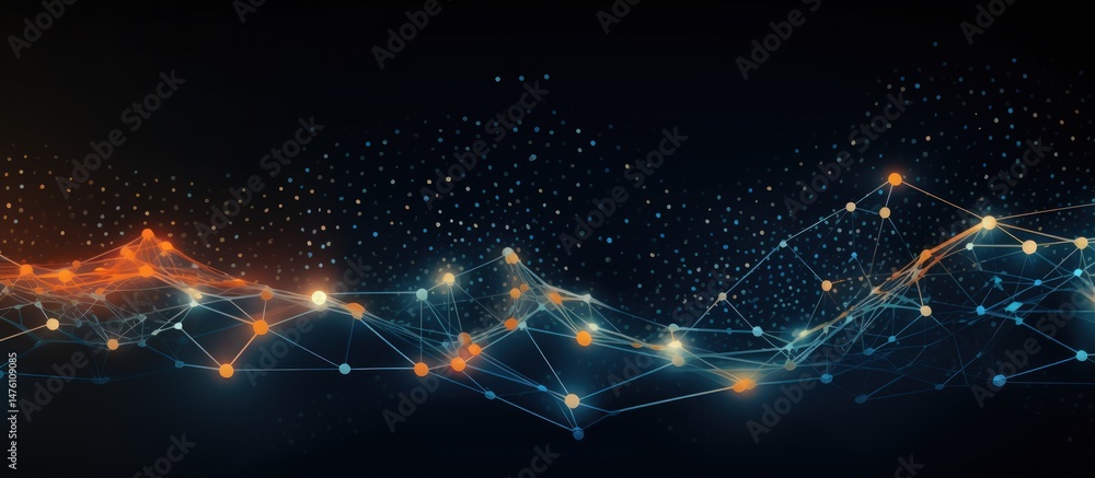 Fototapeta premium Abstract background Digital data science with connecting dots and lines. Generate AI image