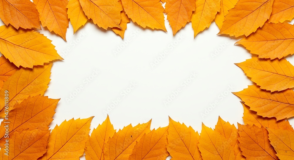 Autumn Leaves Frame on White Background Autumn Leaves Frame on White Background