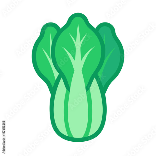 Stylized flat graphic of fresh bok choy on black