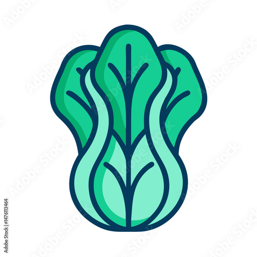 Stylized illustration of bok choy against black backdrop