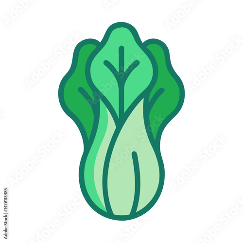 Stylized bok choy illustration against a solid black background