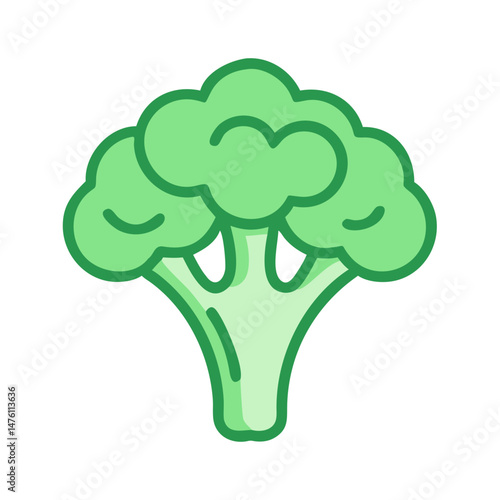 Isolated green broccoli head icon on a black background