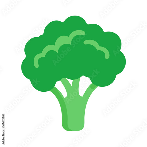 Stylized broccoli floret illustration on dark background for design