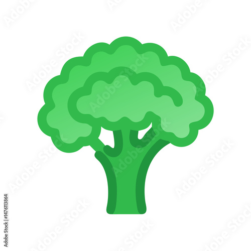 Flat style broccoli icon on plain black background illustration