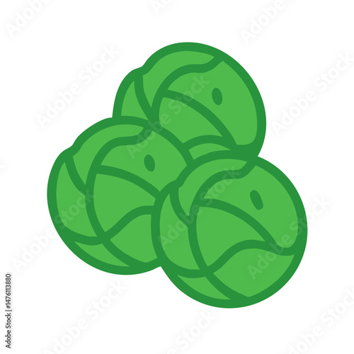 Stylized Brussels sprouts icon clustered together on a black backdrop