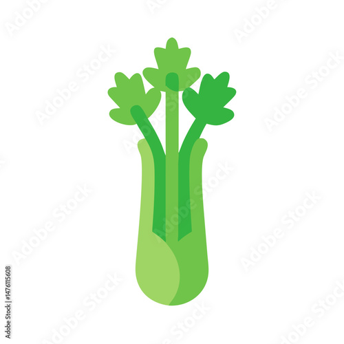Vibrant celery stalk illustration against a clean black background
