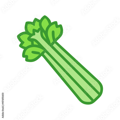 A flat illustration of celery on a black background