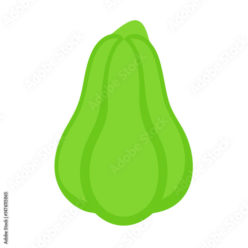 Simple flat illustration of a chayote squash on black