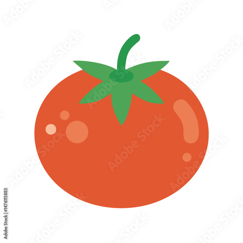 Flat design style illustration of a ripe red tomato