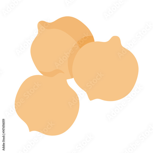 Flat lay of three chickpeas on a black background