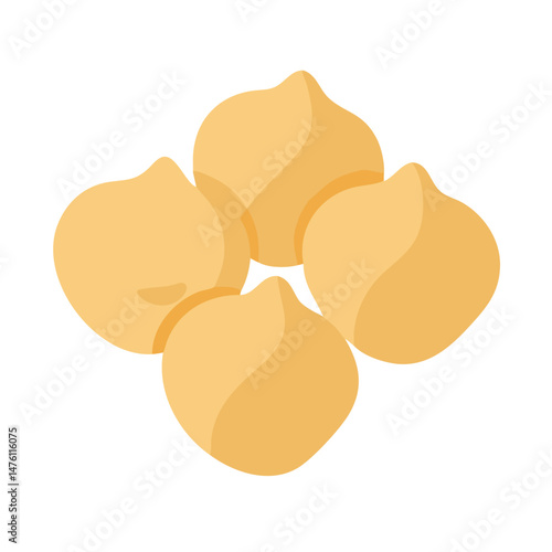 Four yellow chickpeas arranged in a circular geometric pattern
