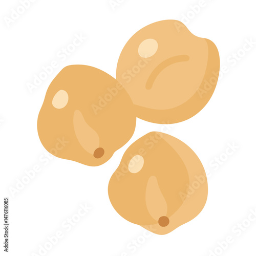 Three chickpeas isolated on black background, minimalist design element