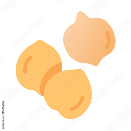 Illustration of three beige chickpeas against a black background