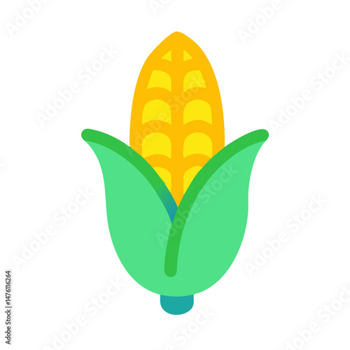 Bright cartoon corn cob illustration on black background